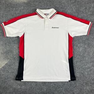 Chase Authentics L Dale Earnhardt Jr Budweiser NASCAR Polo Shirt White Red Black